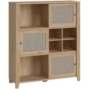 Image of Cestino 3 Door Cabinet in Jackson Hickory Oak and Rattan Effect