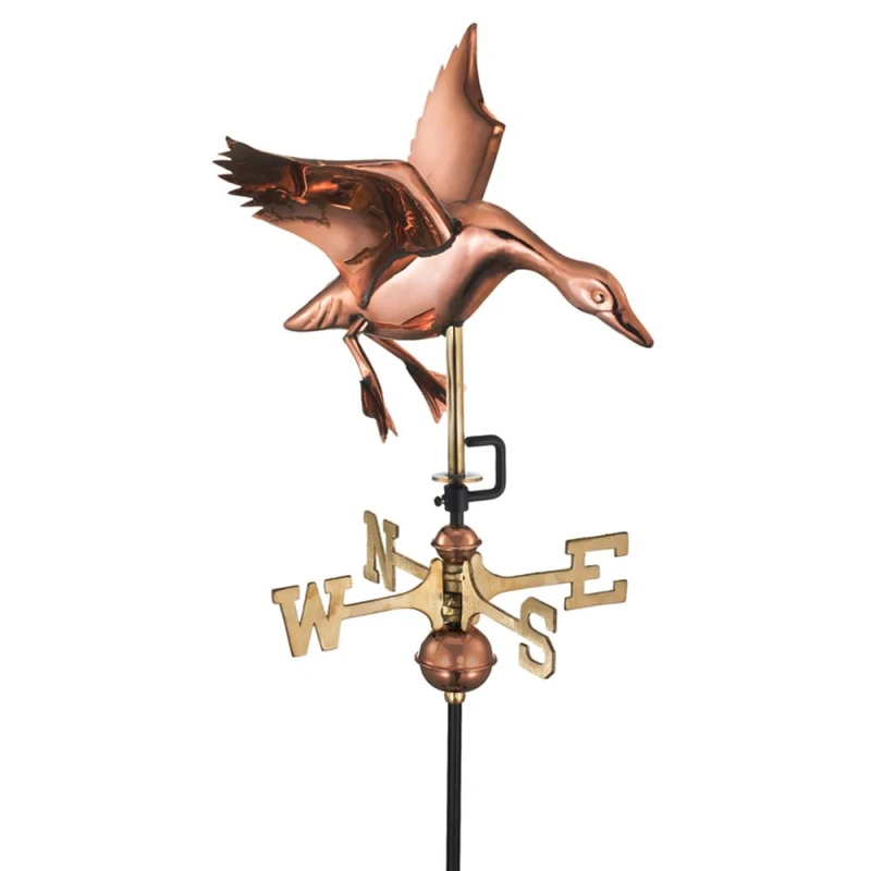 Image of Good Directions Cottage Landing Duck Weathervane - Quality Wind Vane H63xW30xL40cm in Copper Copper Unisex