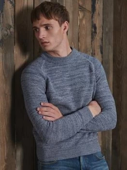 Image of Superdry Keystone Crew Neck Knit, Blue, Size L, Men