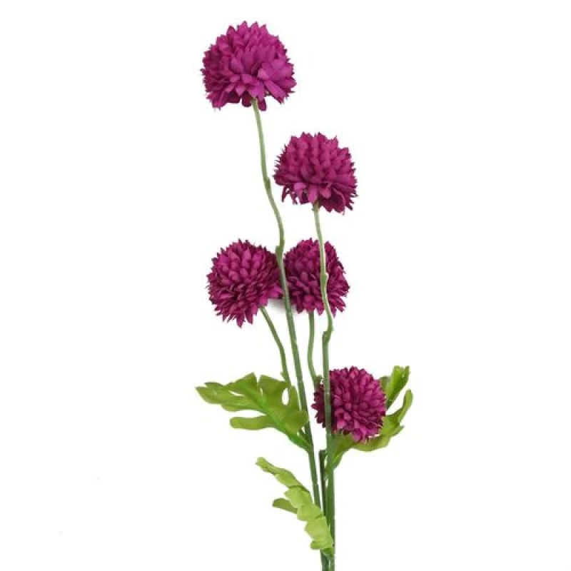 Image of Leaf 50cm Dahlia Pompom Pink Artificial Stem