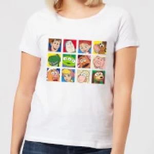 Image of Disney Toy Story Face Collage Womens T-Shirt - White - L