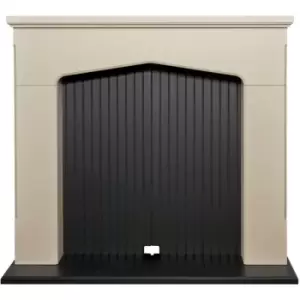 Image of Adam Ludlow Stove Fireplace in Stone Effect & Black, 48 Inch
