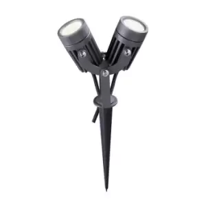 Image of Luminosa Lighting - Twin Spike Light, 2 x 3W LED, 3000K, 420lm, 30 Degree, IP65, Grey, Black