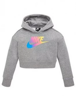 Image of Nike Sportswear Girls Future Femme Crop Hoodie - Light Grey