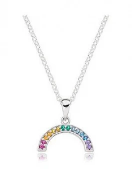 Image of Beaverbrooks Silver Cubic Zirconia Multicoloured Rainbow Pendant