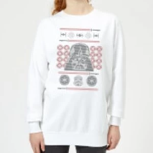 Image of Star Wars Darth Vader Face Knit Womens Christmas Sweatshirt - White - S
