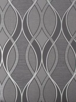 Image of Sublime Ribbon Geo Charcoal Wallpaper