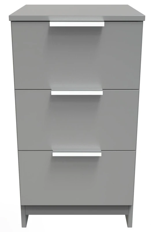Image of Poole 3 Drawer Bedside Cabinet In Uniform Grey & Dusk Grey (Ready Assembled)