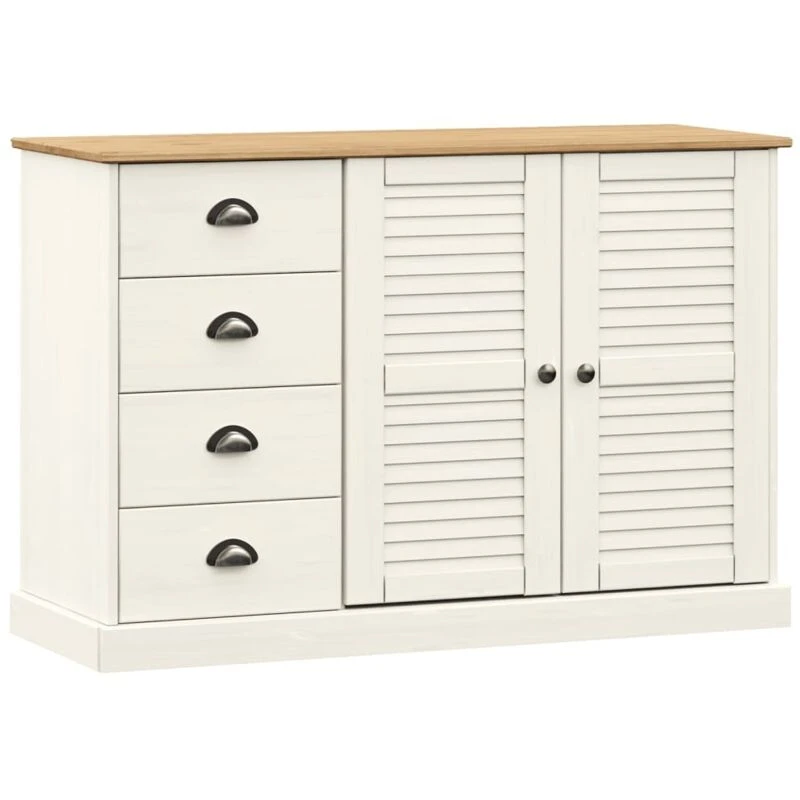Image of VIDAXL Sideboard with Drawers vigo 113x40x75cm White Solid Wood Pine Vidaxl 8720845846022