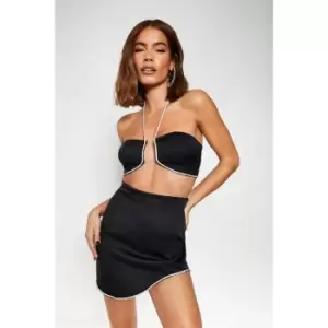 Image of I Saw It First Diamante Curved Hem Mini Skirt Co Ord - Black