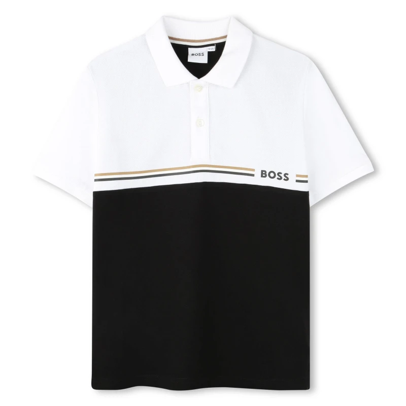 Image of Boss Kids Pique Polo Shirt Black male 4Y
