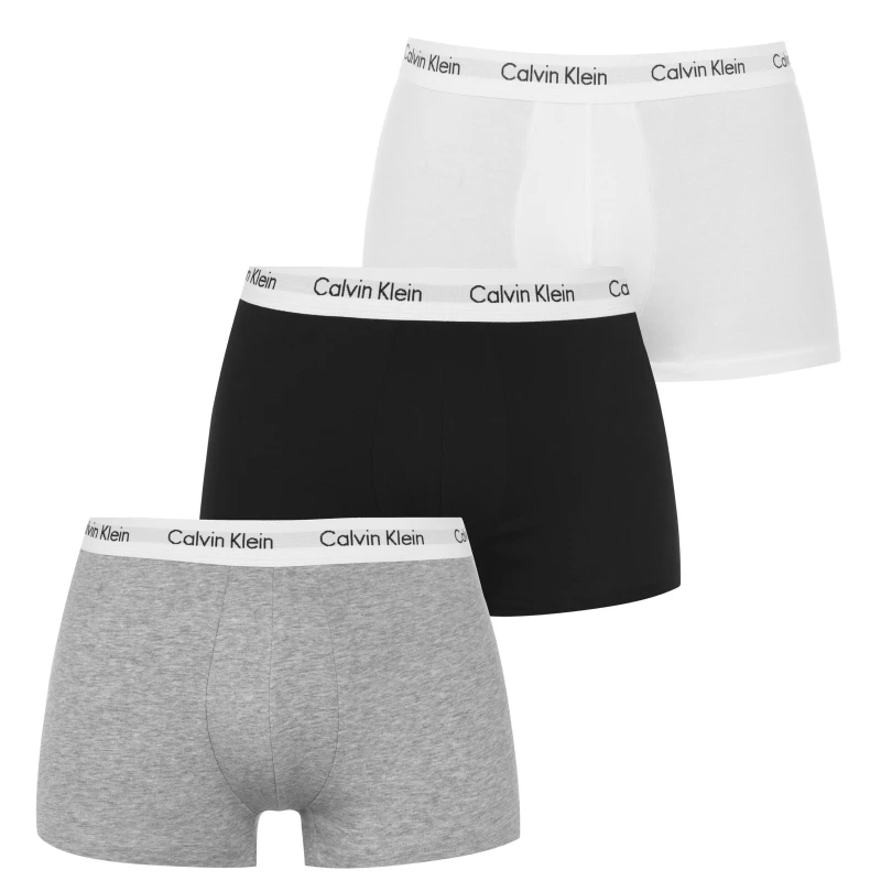 Image of Calvin Klein 3 Pack Cotton Stretch Boxer Briefs - Black - White - L