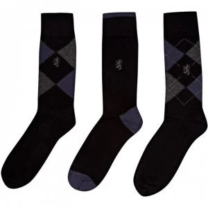 Image of Pringle 3 Pack Argyle Socks - Navy
