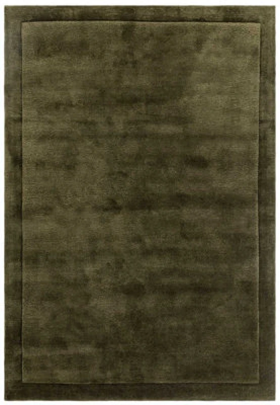 Image of Handmade Modern Easy To Clean Forest Green Shaggy Bordered Plain Wool Rug For Bedroom & Living Room-160Cm X 230Cm