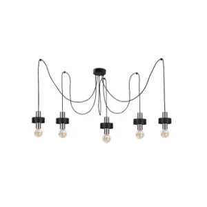 Image of Unica Cluster Pendant Ceiling Light Black, Silver, 5x E27