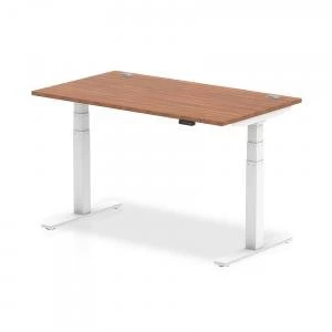 Image of Trexus Sit Stand Desk With Cable Ports White Legs 1400x800mm Walnut