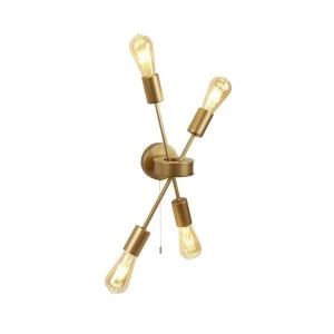 Image of 4 Light Wall Light Matt Gold, E27