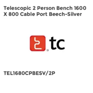 Image of TC Group Telescopic 2 Person Bench 1600 x 800 Cable Port Beech-silver