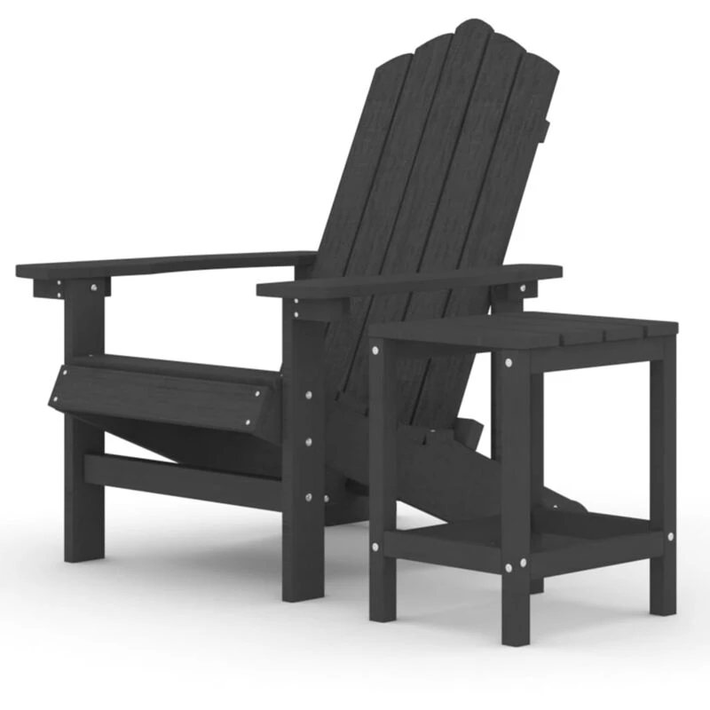 Image of VIDAXL Garden Adirondack Chair with Table hdpe Anthracite Vidaxl 8720286847206