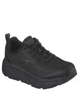 Image of Skechers Haptic Printed Lace Up Max Cushioning Slip Resistant Outsole Trainer Black, Size 6, Women