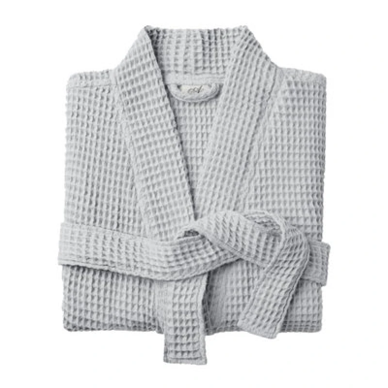 Image of Allure Bath Fashions Unisex Lightweight Waffle Bathrobe, Spa Dressing Gown Kimono - Grey, S/m