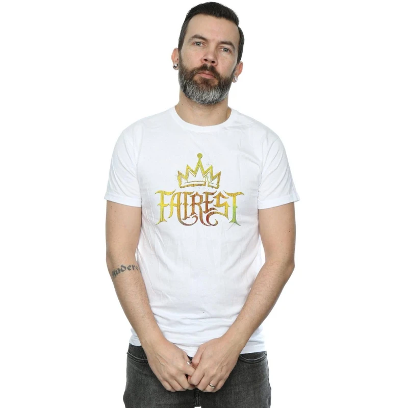 Image of Disney Men The Descendants Fairest Gold T-Shirt in White Size: Small White S Male 5057972020524