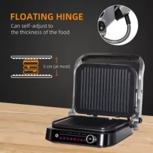 Image of HOMCOM Health Grill & Panini Press, 2100W w/ 180° Flat Open 8 Automatic Settings