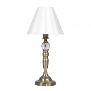 Image of Sofia Antique Brass Touch Table Lamp With White Shade