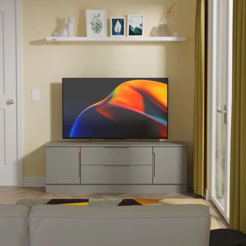 Image of Welcome Furniture Welcome Furniutre Milan 2 Door 2 Drawer Superwide TV Unit - Ready Assembled MIL211DGDG