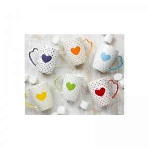 Image of Waterside Fine China Set of 6 Heart Mugs with Heart Handles