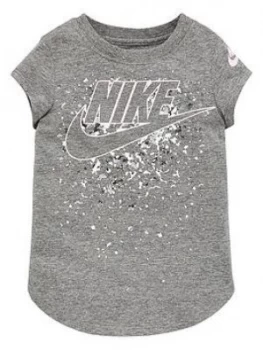Image of Nike Sportswear Younger Girls Futura Waterfall Scoop T-Shirt - Grey Heather