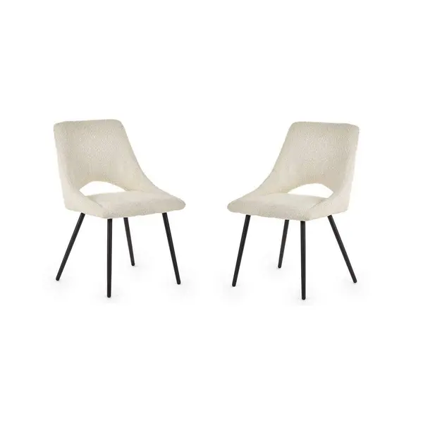 Image of Julian Bowen Set Of 2 Iris Boucle Dining Chairs - Ivory IRI011