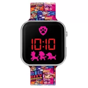 Image of Nickelodeon Paw Patrol Pink LED Watch with Printed Silicone Strap PWM4006