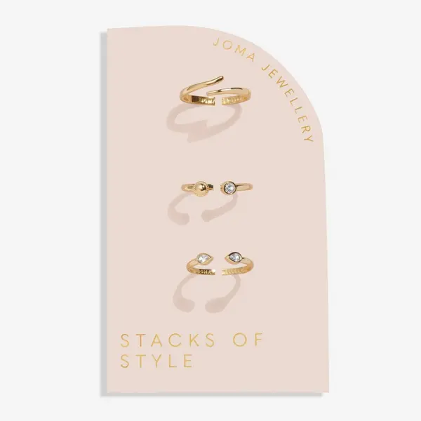 Image of Joma Jewellery Stacks Of Style Zirconia Gold Plated Set Of 3 Ring 7222