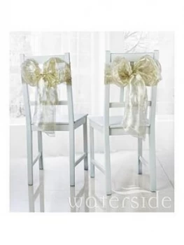 Image of Waterside Pack Of 6 Metallic Organza Chair Bows ; Gold