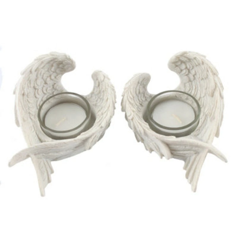 Image of Something Different Something Different Angel Wings Tea Light Holder Pack of 2 in White White One Size Unisex 5059958510135