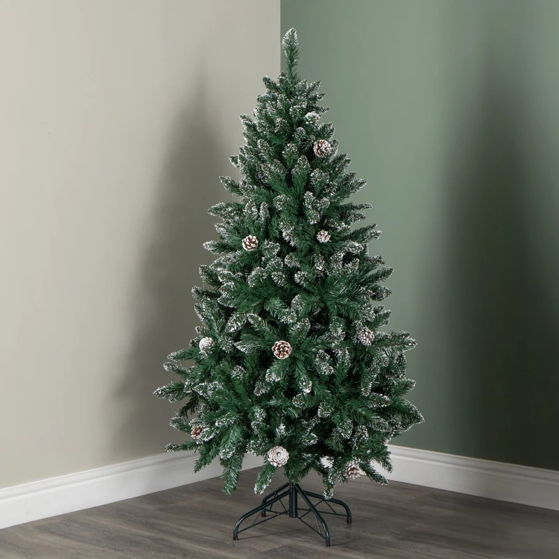 Image of 5ft (1.5m) Tall Rocky Mountain Pine Christmas Tree with 526 Snow Tipped Branches & Pinecones