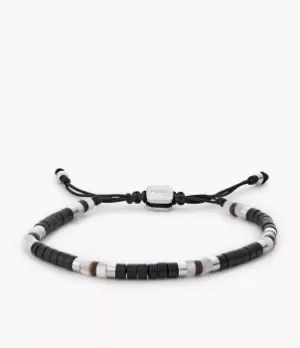 Image of Fossil Men Vintage Casual Summer Beads Black Onyx Coconut and Shell Beaded Bracelet