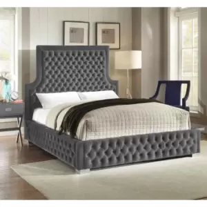 Image of Yanis Bed Super King Plush Velvet Grey