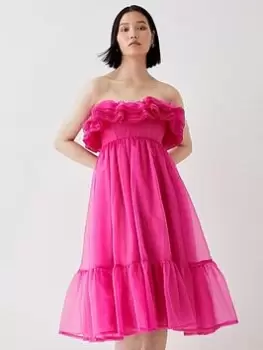 Image of COAST Ruffle Organza Mini Dress - Pink, Size 12, Women