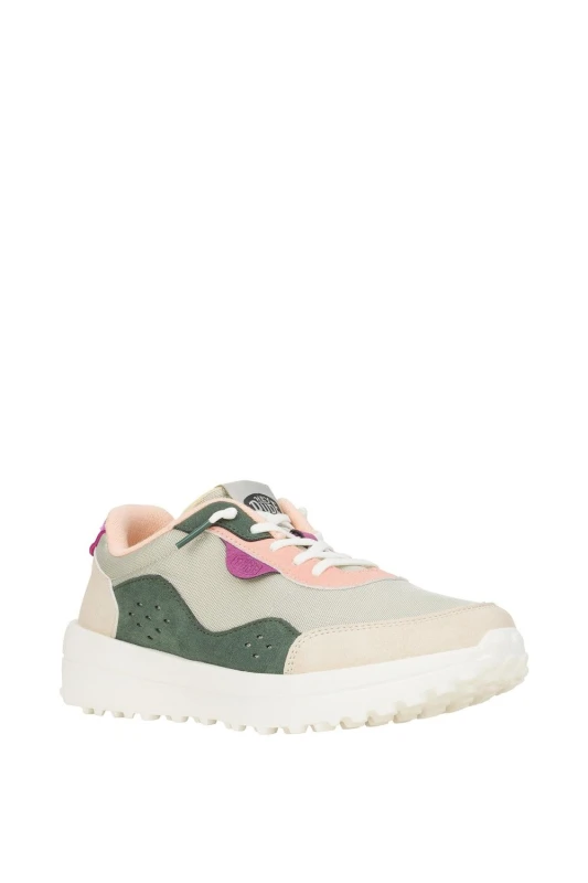 Image of HEYDUDE Womens Hayden Colorblock Trainers in Olive Size: 5 Olive Female 5
