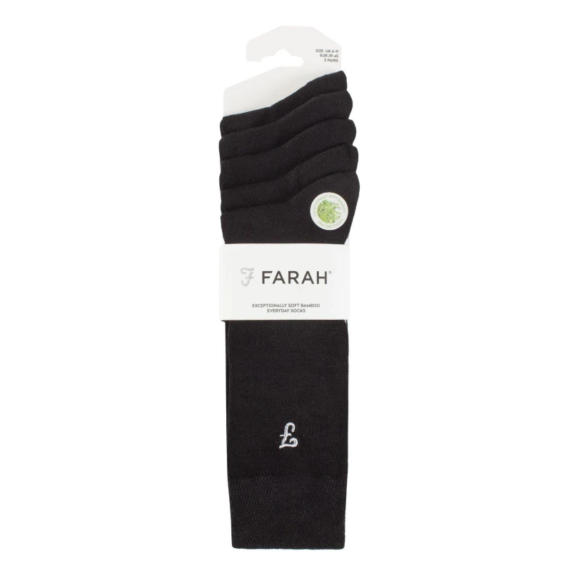 Image of Farah 5 Pack Bamboo Socks Mens Crew Socks Mens 6-11 Black 43338103060