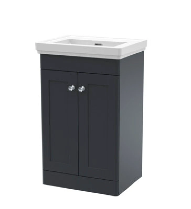 Image of nuie 500mm Floor Standing 2 Door Vanity & Basin 0TH - Soft Black CLC1423H