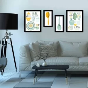 Image of 4P3040SCT020 Multicolor Decorative Framed MDF Painting (4 Pieces)