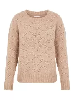 Image of PIECES Pattern Knitted Top Women Beige