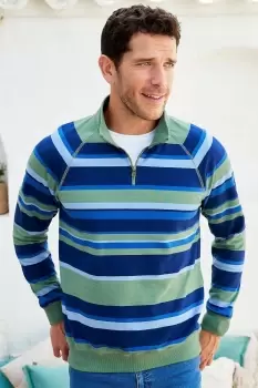 Image of Cotton Half Zip Stripe Top