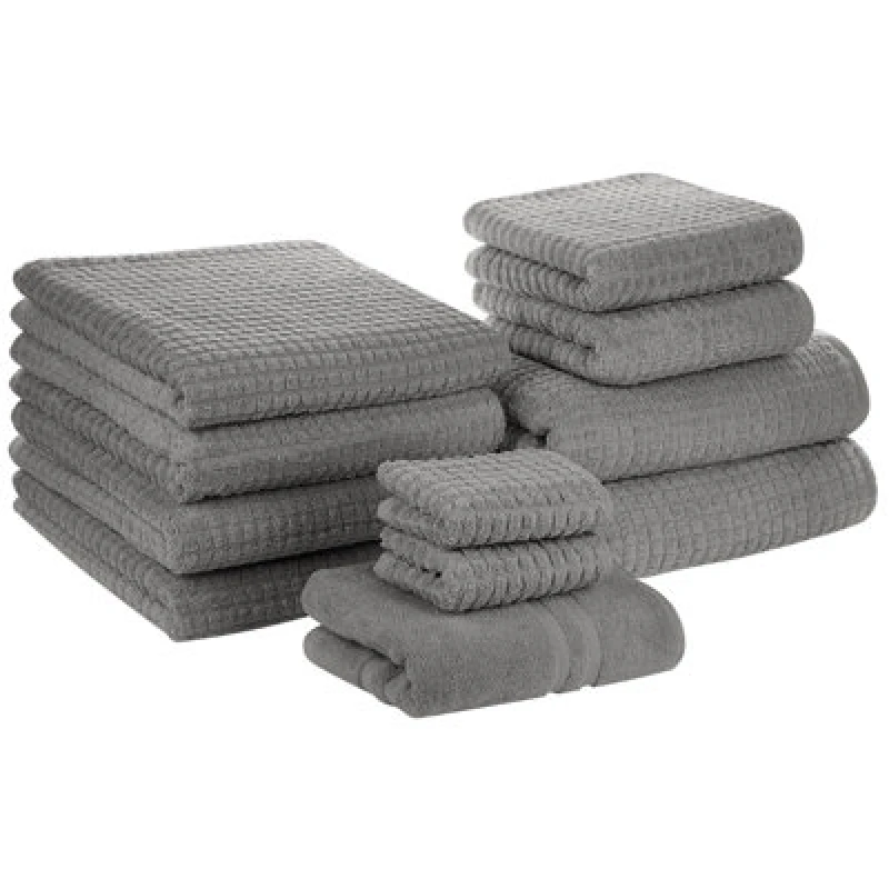 Image of Beliani Set Of 11 Towels Atai Cotton Grey