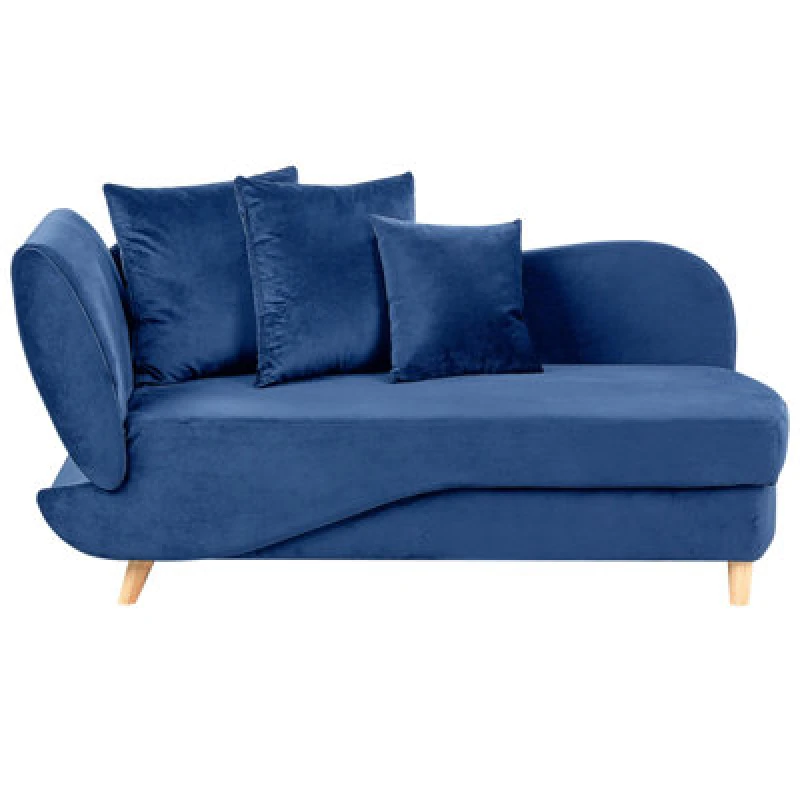 Image of Beliani Left-Hand Chaise Lounge Meri Velvet Navy Blue With Storage