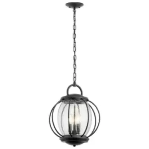 Image of Outdoor IP44 3 Bulb Chain Lantern Light Textured Black LED E14 60W