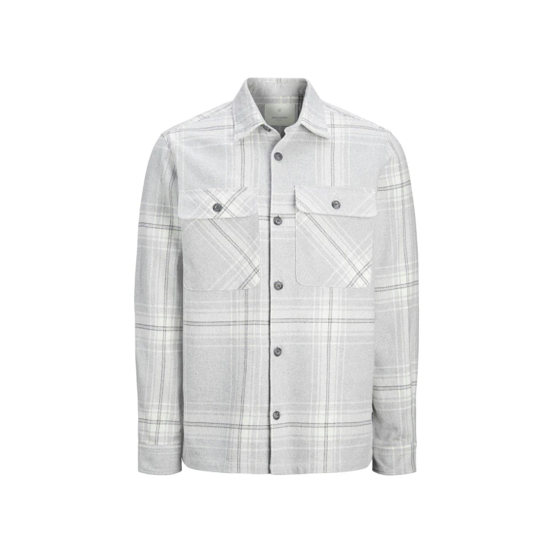Image of Jack and Jones Raymond Check Long Sleeve Shirt Grey Melange male Med